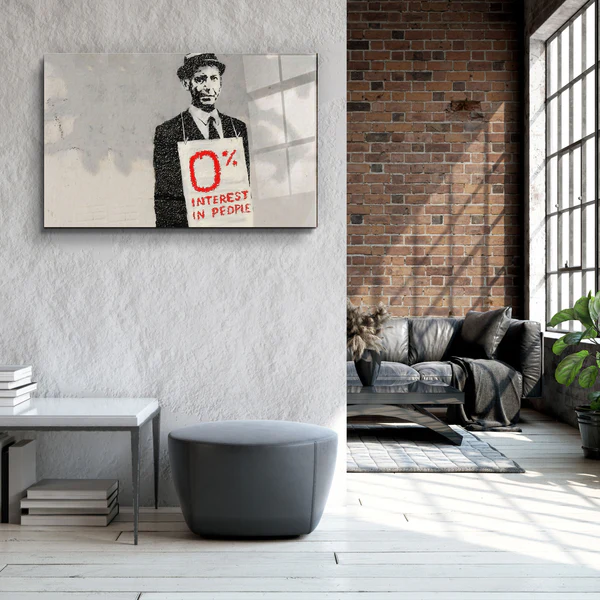 ・"Banksy - Zero Percent Interest"・Glass Wall Art - Image 3