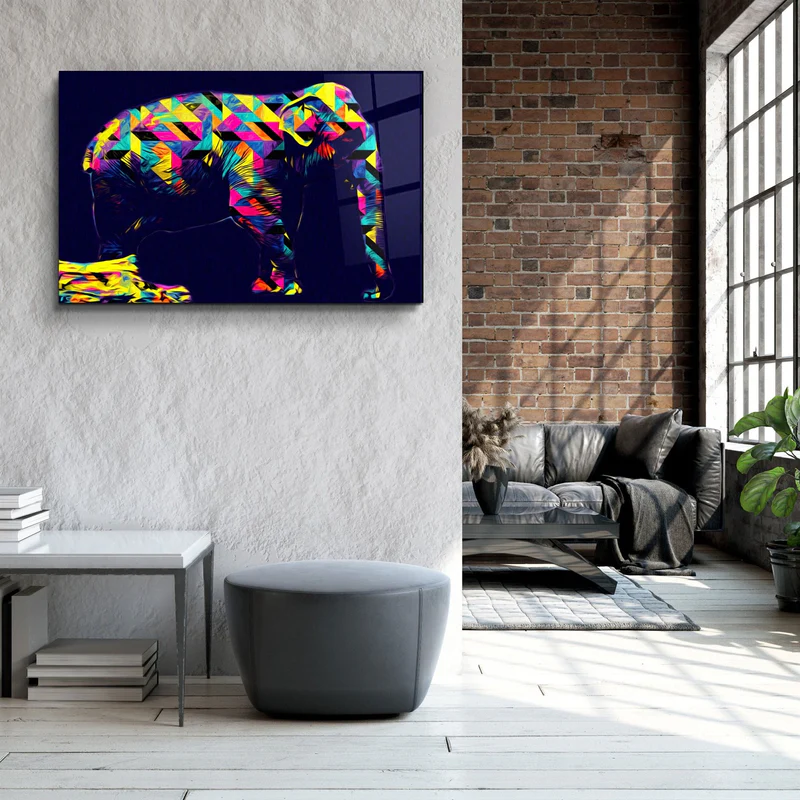 ・"Colormix Elephant"・Glass Wall Art - Image 3