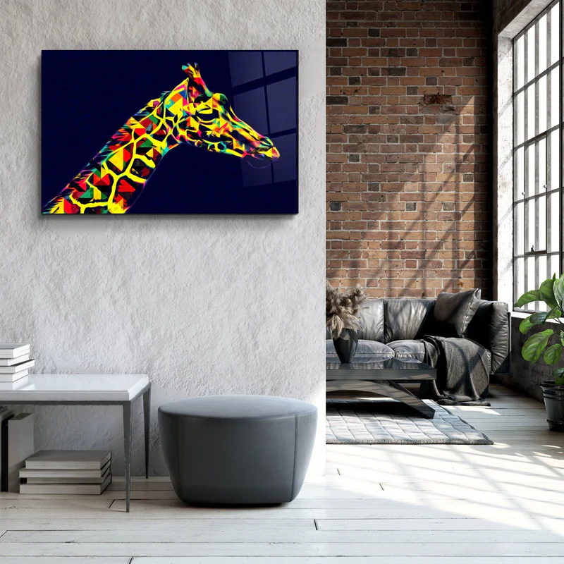 ・"Colormix Giraffe"・Glass Wall Art - Image 3