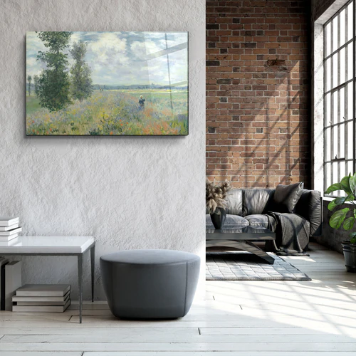 ・"Poppy Fields near Argenteuil (1875) by Claude Monet"・Glass Wall Art - Image 3