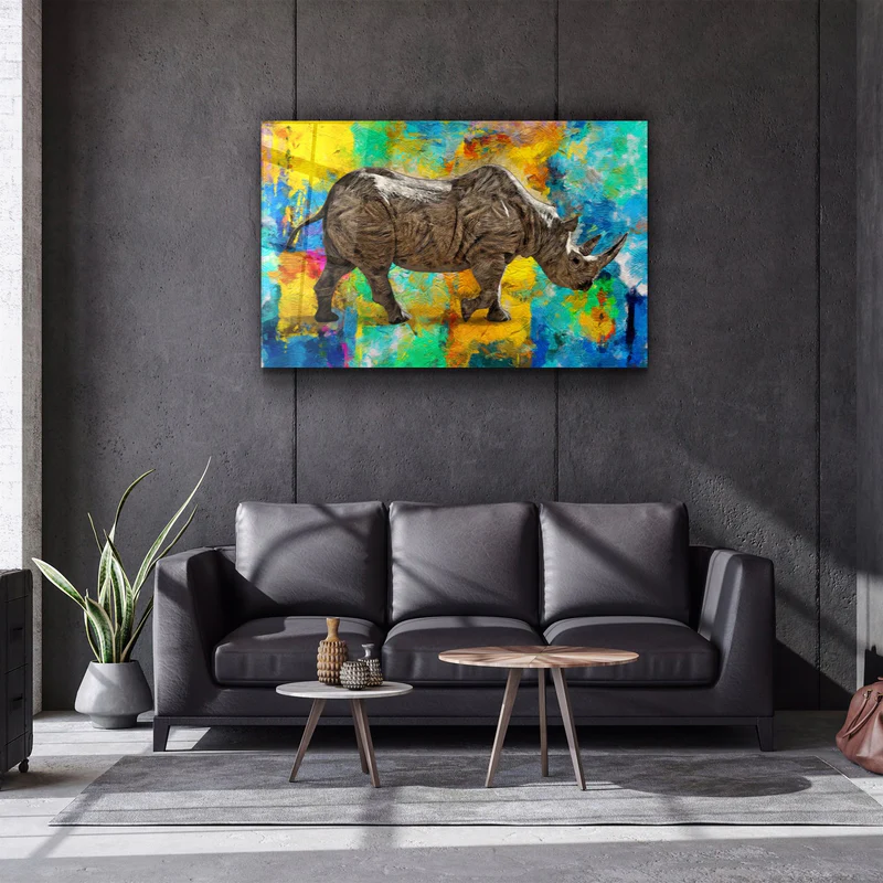 ・"Abstract Rhino V2"・Glass Wall Art - Image 2