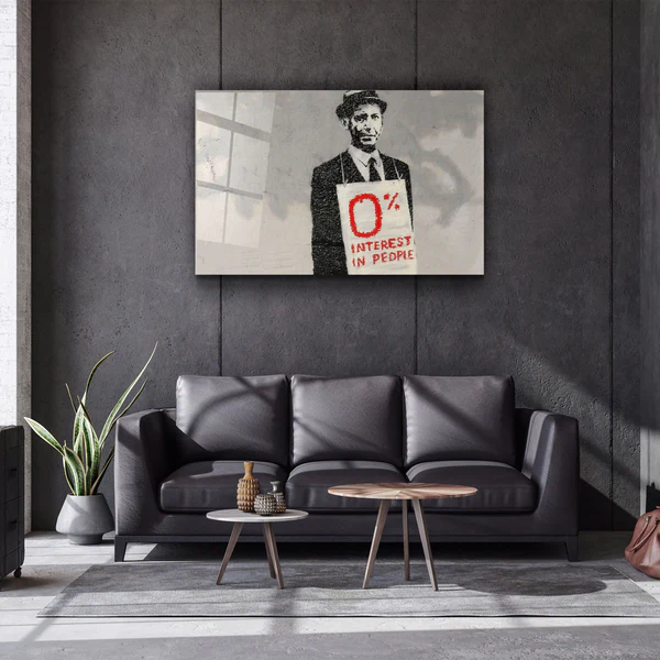 ・"Banksy - Zero Percent Interest"・Glass Wall Art - Image 2