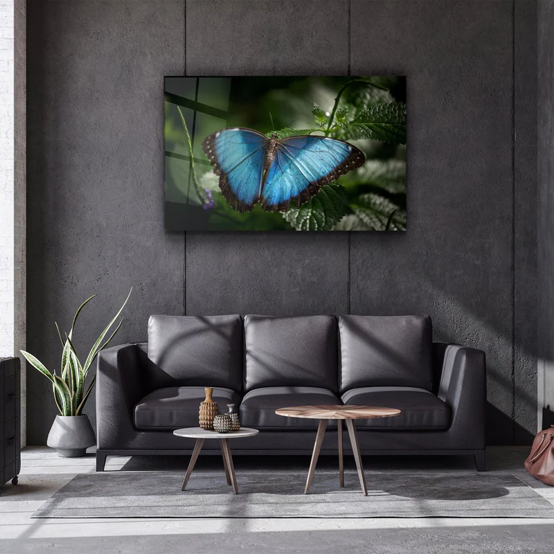 ・"Butterfly Bluewing"・Glass Wall Art - Image 2