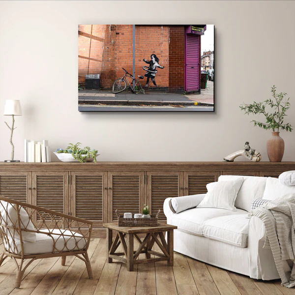 ・"Banksy - Hula Hoop"・Glass Wall Art - Image 2